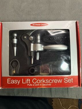 Easy Lift Corkscrew Set - Silver/Black